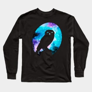 Galaxy Owl Silhouette Long Sleeve T-Shirt